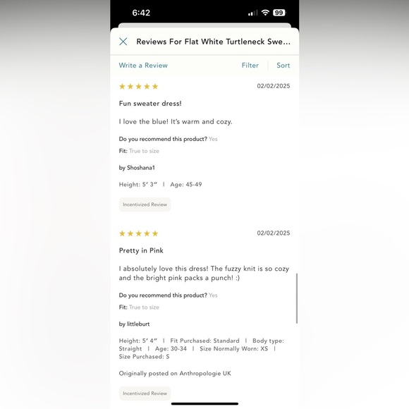 NWT new small Anthropologie flat white turtleneck sweater dress tunic pink - Picture 17 of 17